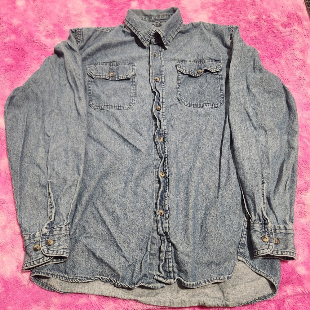 Wrangler Denim‎ Jacket Men's Medium Blue Button Front 100% Cotton
